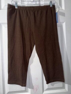 SIMPLY VERA VERA WANG Women's Cotton Capri Legging Pant Size L "BROWN" NEW Tags